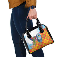 Saint Lucia Independence Day Shoulder Handbag Saint Lucian Map Pitons Madras Pattern