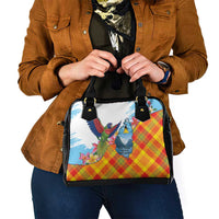 Saint Lucia Independence Day Shoulder Handbag Saint Lucian Map Pitons Madras Pattern