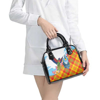 Saint Lucia Independence Day Shoulder Handbag Saint Lucian Map Pitons Madras Pattern