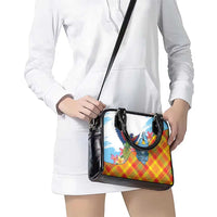 Saint Lucia Independence Day Shoulder Handbag Saint Lucian Map Pitons Madras Pattern