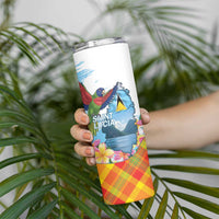 Saint Lucia Independence Day Skinny Tumbler Saint Lucian Map Pitons Madras Pattern
