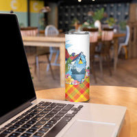 Saint Lucia Independence Day Skinny Tumbler Saint Lucian Map Pitons Madras Pattern
