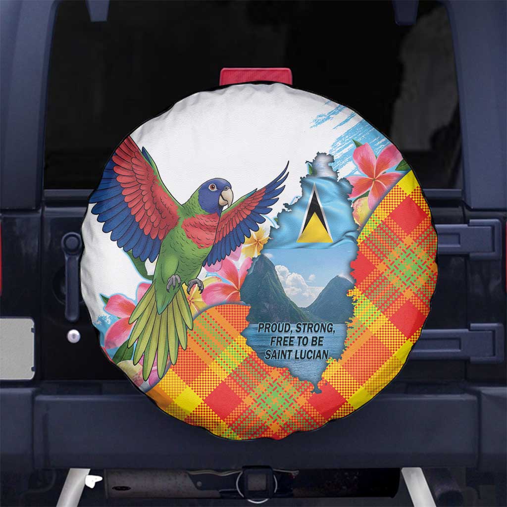 Saint Lucia Independence Day Spare Tire Cover Saint Lucian Map Pitons Madras Pattern