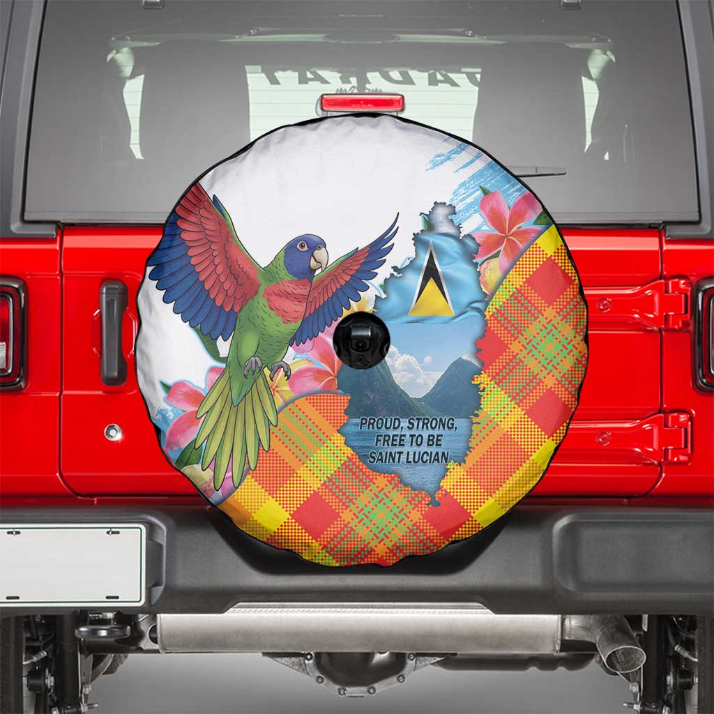 Saint Lucia Independence Day Spare Tire Cover Saint Lucian Map Pitons Madras Pattern