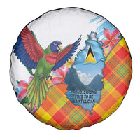 Saint Lucia Independence Day Spare Tire Cover Saint Lucian Map Pitons Madras Pattern