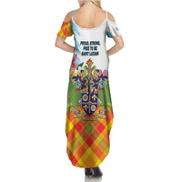 Saint Lucia Independence Day Summer Maxi Dress Saint Lucian Map Pitons Madras Pattern