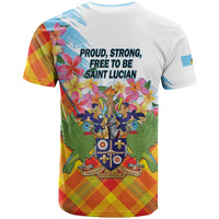 Saint Lucia Independence Day T Shirt Saint Lucian Map Pitons Madras Pattern