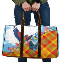 Saint Lucia Independence Day Travel Bag Saint Lucian Map Pitons Madras Pattern