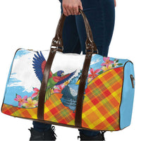 Saint Lucia Independence Day Travel Bag Saint Lucian Map Pitons Madras Pattern