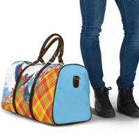 Saint Lucia Independence Day Travel Bag Saint Lucian Map Pitons Madras Pattern
