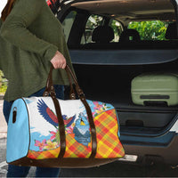 Saint Lucia Independence Day Travel Bag Saint Lucian Map Pitons Madras Pattern