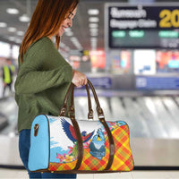 Saint Lucia Independence Day Travel Bag Saint Lucian Map Pitons Madras Pattern