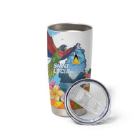 Saint Lucia Independence Day Tumbler Cup Saint Lucian Map Pitons Madras Pattern