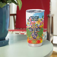 Saint Lucia Independence Day Tumbler Cup Saint Lucian Map Pitons Madras Pattern