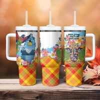 Saint Lucia Independence Day Tumbler With Handle Saint Lucian Map Pitons Madras Pattern