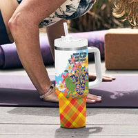 Saint Lucia Independence Day Tumbler With Handle Saint Lucian Map Pitons Madras Pattern