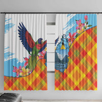 Saint Lucia Independence Day Window Curtain Saint Lucian Map Pitons Madras Pattern