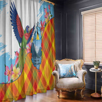 Saint Lucia Independence Day Window Curtain Saint Lucian Map Pitons Madras Pattern