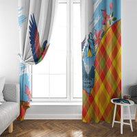 Saint Lucia Independence Day Window Curtain Saint Lucian Map Pitons Madras Pattern