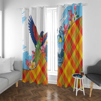 Saint Lucia Independence Day Window Curtain Saint Lucian Map Pitons Madras Pattern