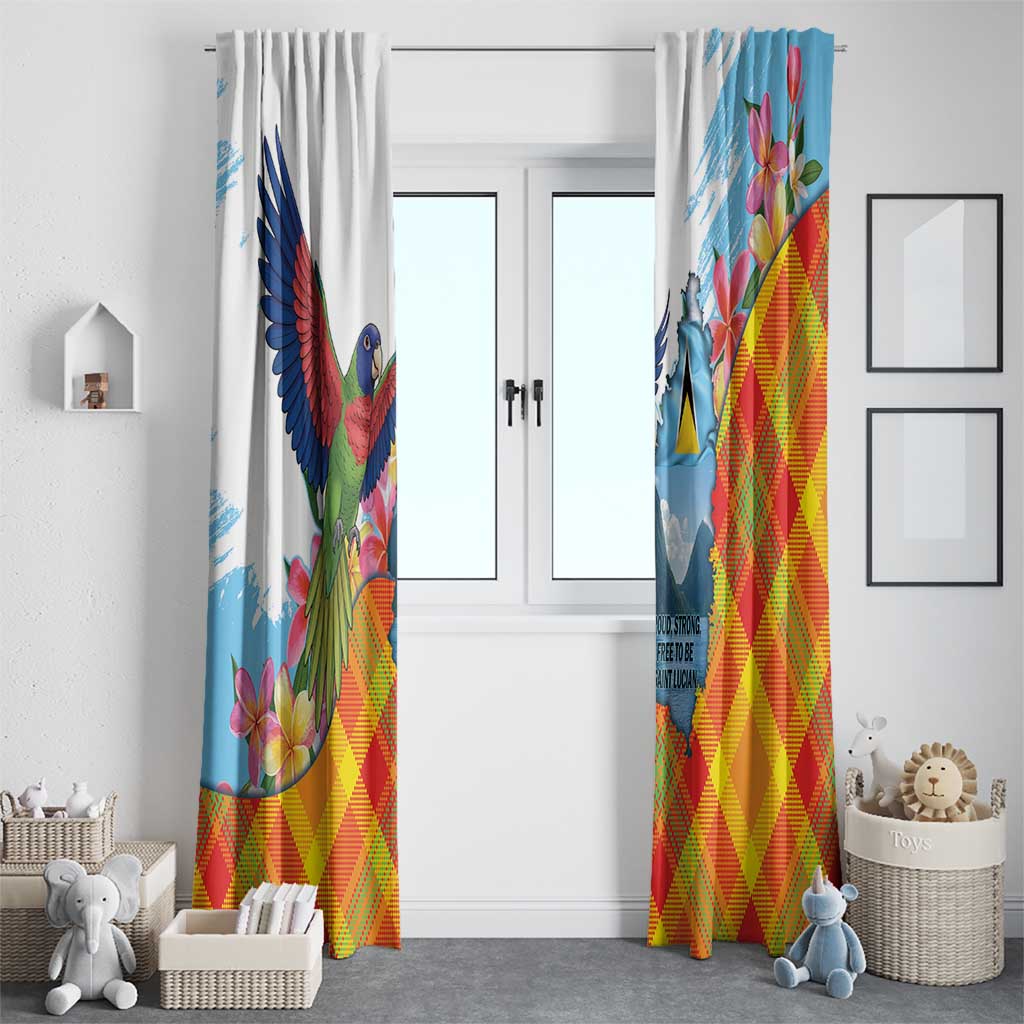 Saint Lucia Independence Day Window Curtain Saint Lucian Map Pitons Madras Pattern