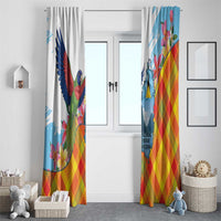 Saint Lucia Independence Day Window Curtain Saint Lucian Map Pitons Madras Pattern
