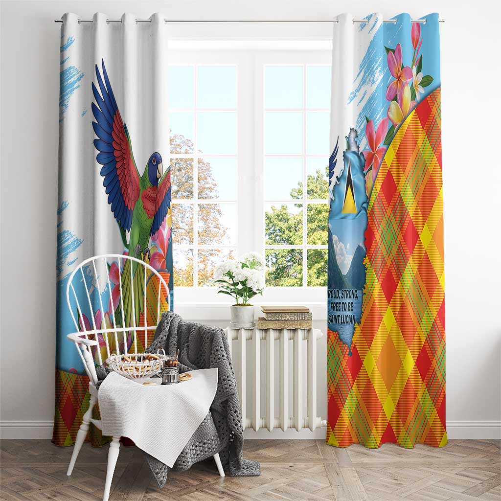 Saint Lucia Independence Day Window Curtain Saint Lucian Map Pitons Madras Pattern