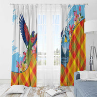 Saint Lucia Independence Day Window Curtain Saint Lucian Map Pitons Madras Pattern