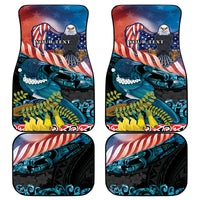 Personalised United States And New Zealand Car Mats USA Eagle With Kowhai Aotearoa Tui Bird - Wonder Print Shop