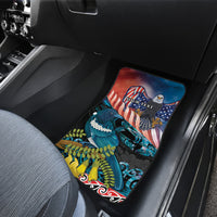 Personalised United States And New Zealand Car Mats USA Eagle With Kowhai Aotearoa Tui Bird - Wonder Print Shop
