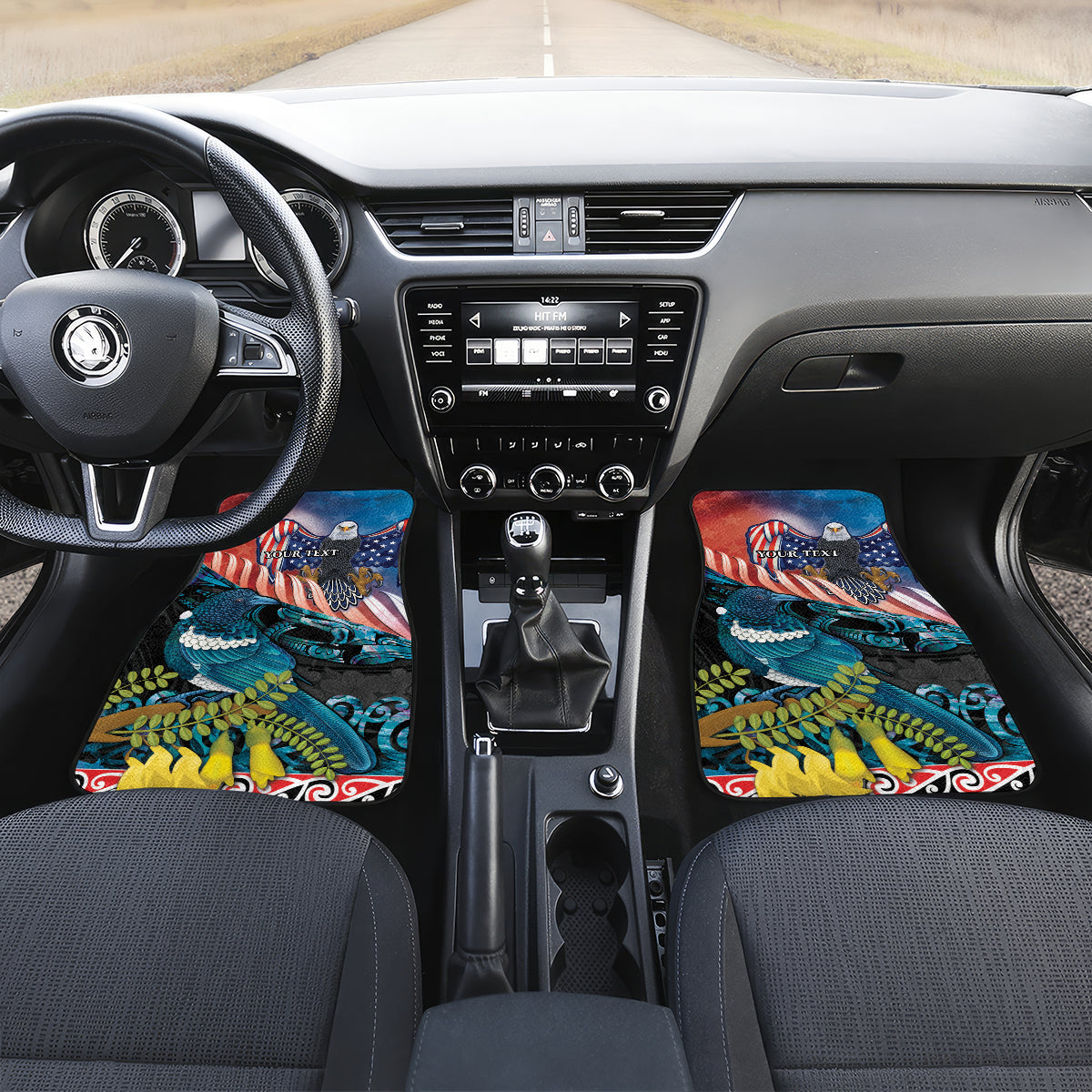 Personalised United States And New Zealand Car Mats USA Eagle With Kowhai Aotearoa Tui Bird - Wonder Print Shop