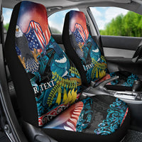 Personalised United States And New Zealand Car Seat Cover USA Eagle With Kowhai Aotearoa Tui Bird - Wonder Print Shop