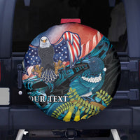 Personalised United States And New Zealand Spare Tire Cover USA Eagle With Kowhai Aotearoa Tui Bird - Wonder Print Shop