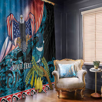 Personalised United States And New Zealand Window Curtain USA Eagle With Kowhai Aotearoa Tui Bird - Wonder Print Shop