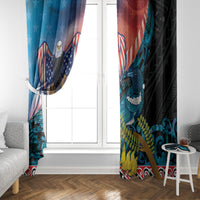 Personalised United States And New Zealand Window Curtain USA Eagle With Kowhai Aotearoa Tui Bird - Wonder Print Shop