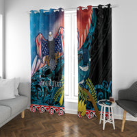 Personalised United States And New Zealand Window Curtain USA Eagle With Kowhai Aotearoa Tui Bird - Wonder Print Shop