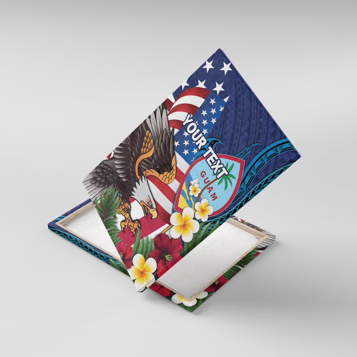 Personalised United States And Guam Canvas Wall Art USA Eagle With Guahan Seal Tropical Vibes - Wonder Print Shop
