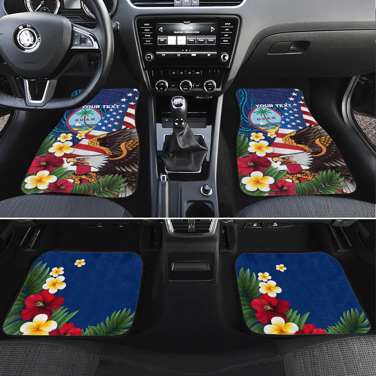 Personalised United States And Guam Car Mats USA Eagle With Guahan Seal Tropical Vibes - Wonder Print Shop