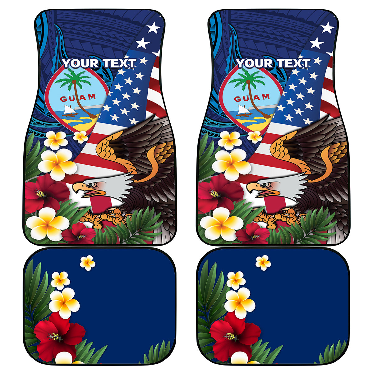 Personalised United States And Guam Car Mats USA Eagle With Guahan Seal Tropical Vibes - Wonder Print Shop