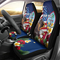 Personalised United States And Guam Car Seat Cover USA Eagle With Guahan Seal Tropical Vibes - Wonder Print Shop