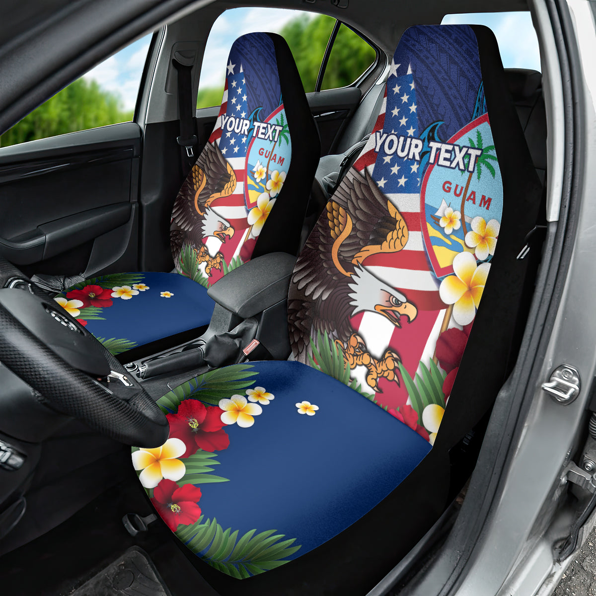 Personalised United States And Guam Car Seat Cover USA Eagle With Guahan Seal Tropical Vibes - Wonder Print Shop