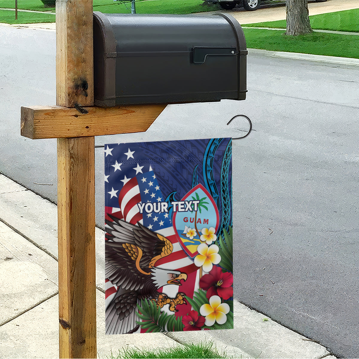 Personalised United States And Guam Garden Flag USA Eagle With Guahan Seal Tropical Vibes - Wonder Print Shop