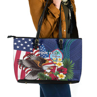 Personalised United States And Guam Leather Tote Bag USA Eagle With Guahan Seal Tropical Vibes - Wonder Print Shop