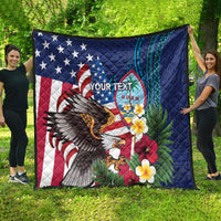 Personalised United States And Guam Quilt USA Eagle With Guahan Seal Tropical Vibes - Wonder Print Shop