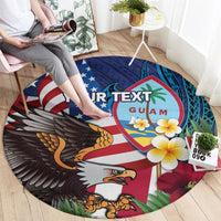 Personalised United States And Guam Round Carpet USA Eagle With Guahan Seal Tropical Vibes