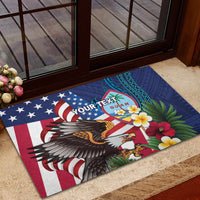 Personalised United States And Guam Rubber Doormat USA Eagle With Guahan Seal Tropical Vibes - Wonder Print Shop