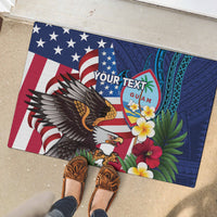 Personalised United States And Guam Rubber Doormat USA Eagle With Guahan Seal Tropical Vibes - Wonder Print Shop