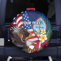 Personalised United States And Guam Spare Tire Cover USA Eagle With Guahan Seal Tropical Vibes - Wonder Print Shop