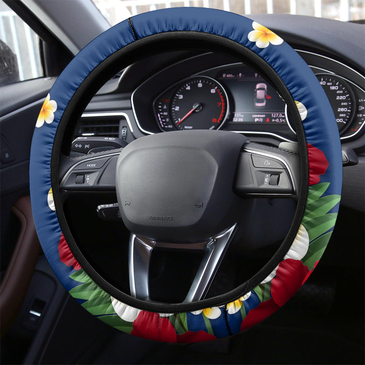 United States And Guam Steering Wheel Cover USA Eagle With Guahan Seal Tropical Vibes - Wonder Print Shop
