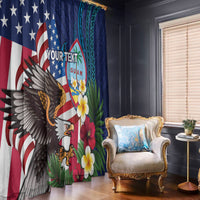 Personalised United States And Guam Window Curtain USA Eagle With Guahan Seal Tropical Vibes - Wonder Print Shop
